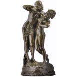 Lambeaux J., 'La séduction', patinated bronze, H 78 cm