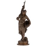 Kossowski H., the return from fishing, with a casting mark of 'Société des Bronzes de Paris' and num