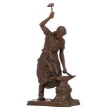 Witterwulghe J., the working blacksmith, patinated bronze, H 73,5 cm