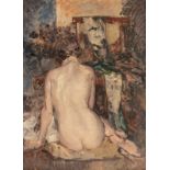 Cluysenaar A., a female nude sitting, seen from behind, oil on canvas, 64 x 90 cm