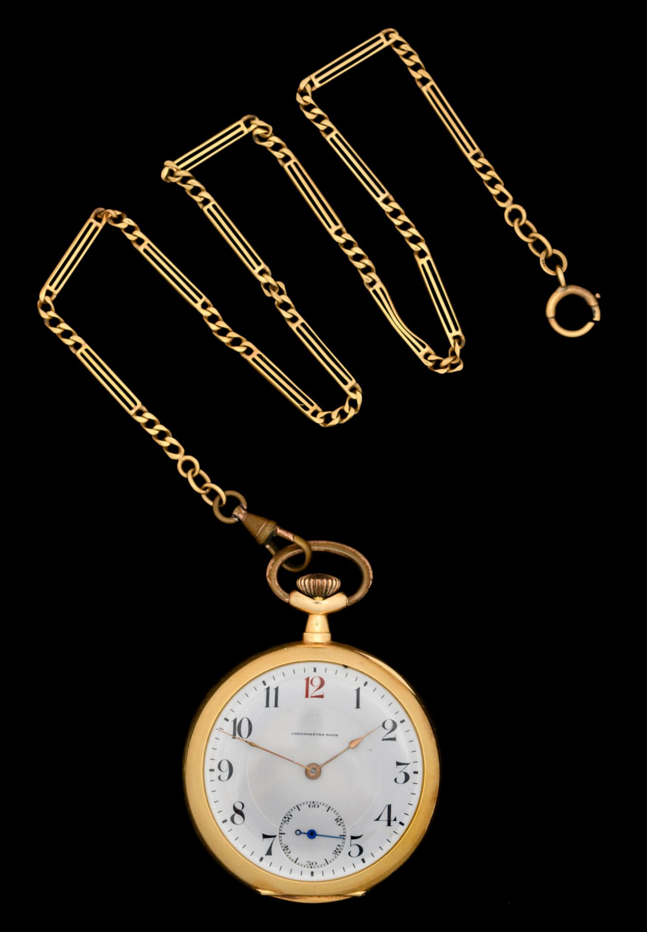 An 18ct gold pocket watch marked 'Chronomètre Boon - Anvers' (on the dial as well as on the inside o - Bild 3 aus 5