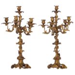 A fine pair of ormolu Rococo Revival candlesticks, the second half of the 19thC, H 61 cm