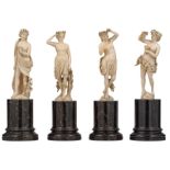 A series of 19thC ivory female nude figures inspired by the antiques depicting the Four Seasons, mou