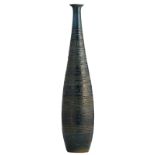 A Belgian design relief glazed Perignem blue selenium vase, 1960’s, H 72 cm