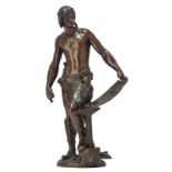 Majouille A., a standing Gallic blacksmith, brown patinated bronze, H 63 cm