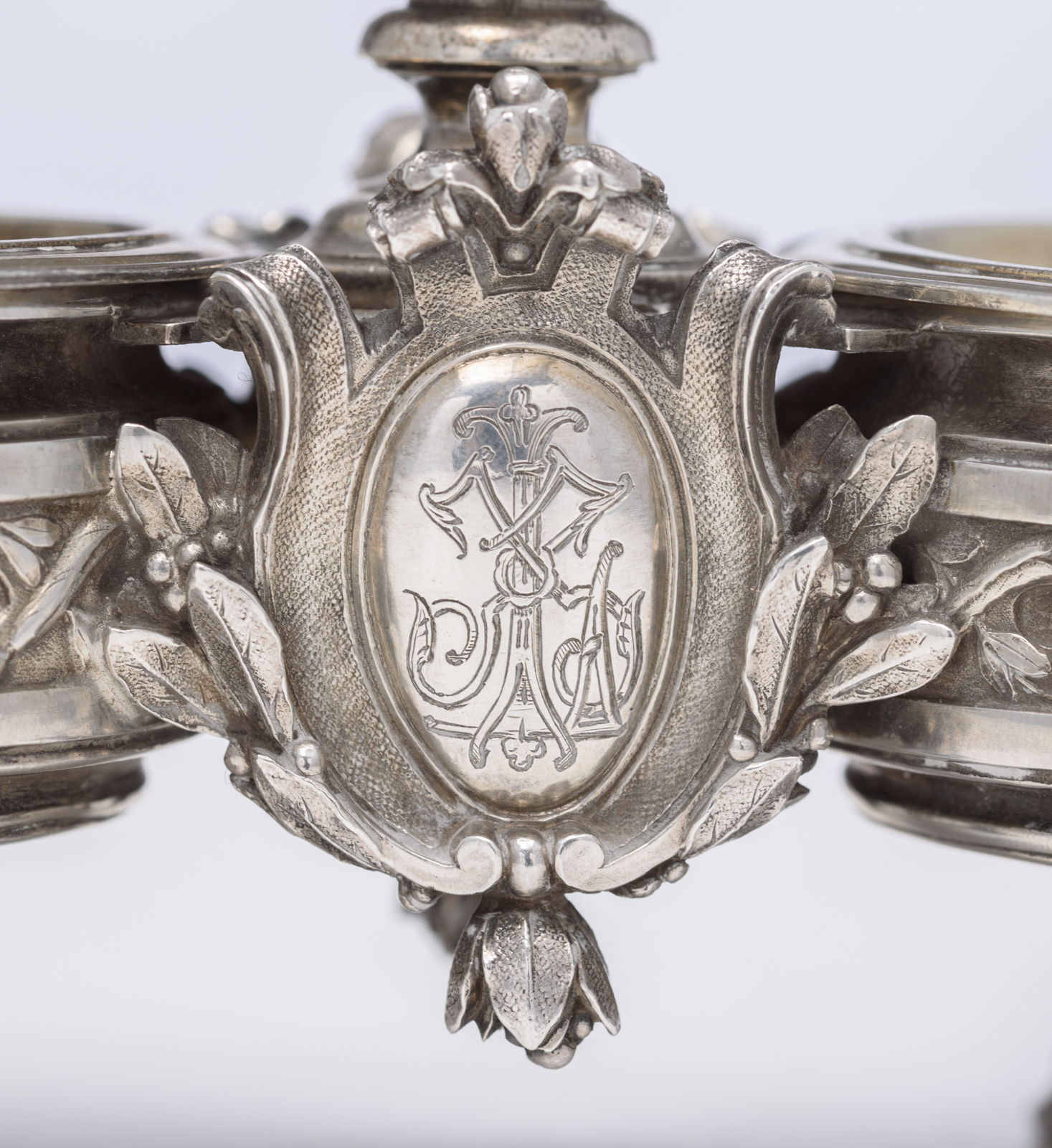 A crystal bowl with a Rococo Revival silver mount, indistinctly hallmarked, makers mark J.M.; added: - Image 17 of 18