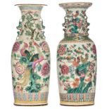 Two Chinese famille rose vases, one vase decorated with cranes, phoenix and ducks in a pond, depicti