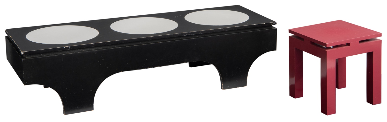 A vintage black and white lacquered fibreboard coffee table by Emile Veranneman, in collaboration wi