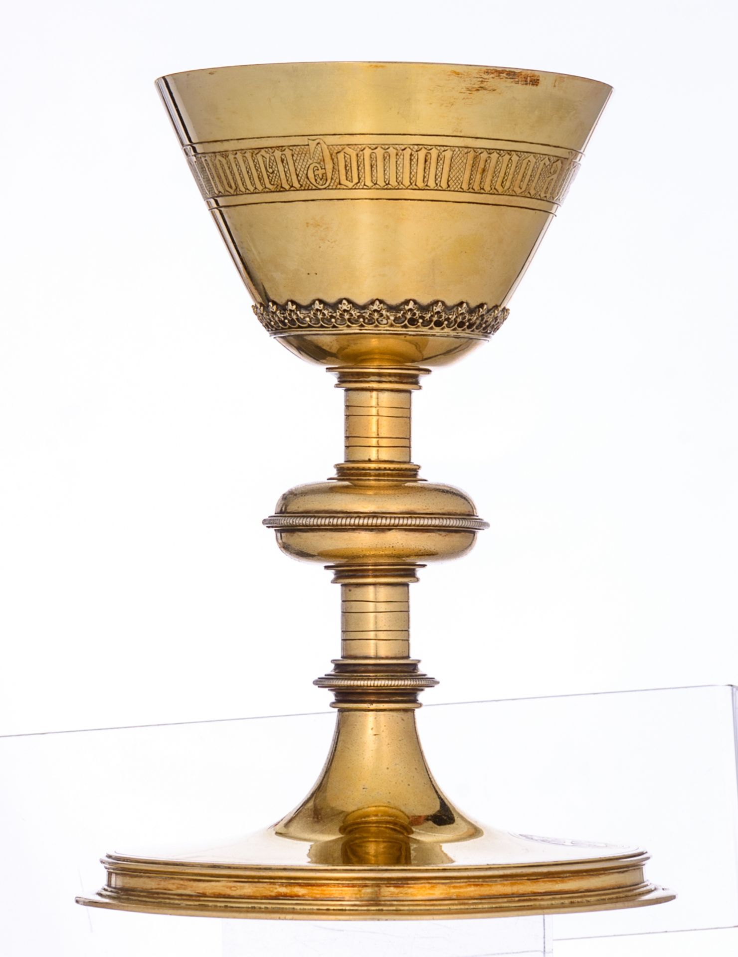 A Gothic Revival gilt silver chalice, by the Bruges workshop of J. Vandamme (father of the former Br - Image 5 of 12