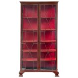 A large Edwardian rosewood display cabinet, the inside upholstered with red velvet, H 224 - W 117,5