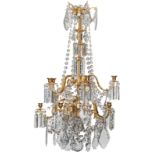 A fine gilt bronze and cut crystal chandelier, H 120 - ø 70 cm