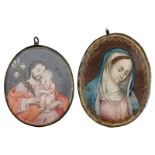 Two 18thC devotional reliquary pendants, one depicting on the recto St. Lucia and on the verso a rel