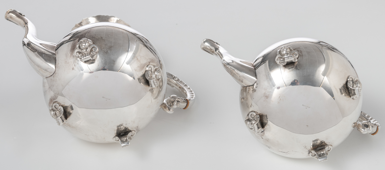 A silver plated five-piece coffee and tea set, decorated with flower-shaped knobs', probably German, - Image 23 of 27