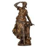 Moreau A., a woman watching the sea, patinated bronze, H 59 cm