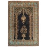 An Oriental silk prayer rug, decorated with a flower basket, 156 x 107 cm