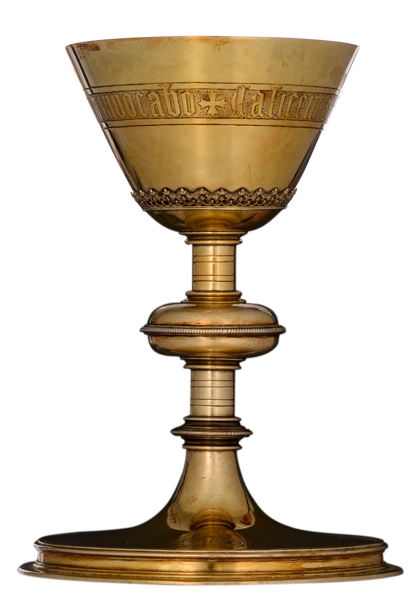 A Gothic Revival gilt silver chalice, by the Bruges workshop of J. Vandamme (father of the former Br