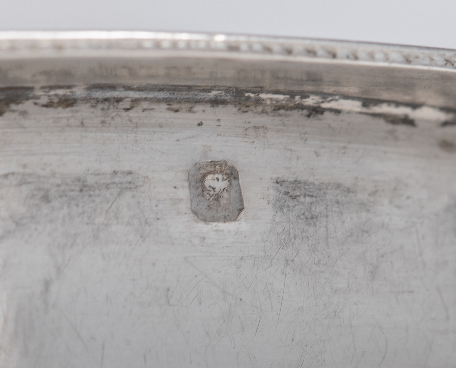 A crystal bowl with a Rococo Revival silver mount, indistinctly hallmarked, makers mark J.M.; added: - Image 13 of 18