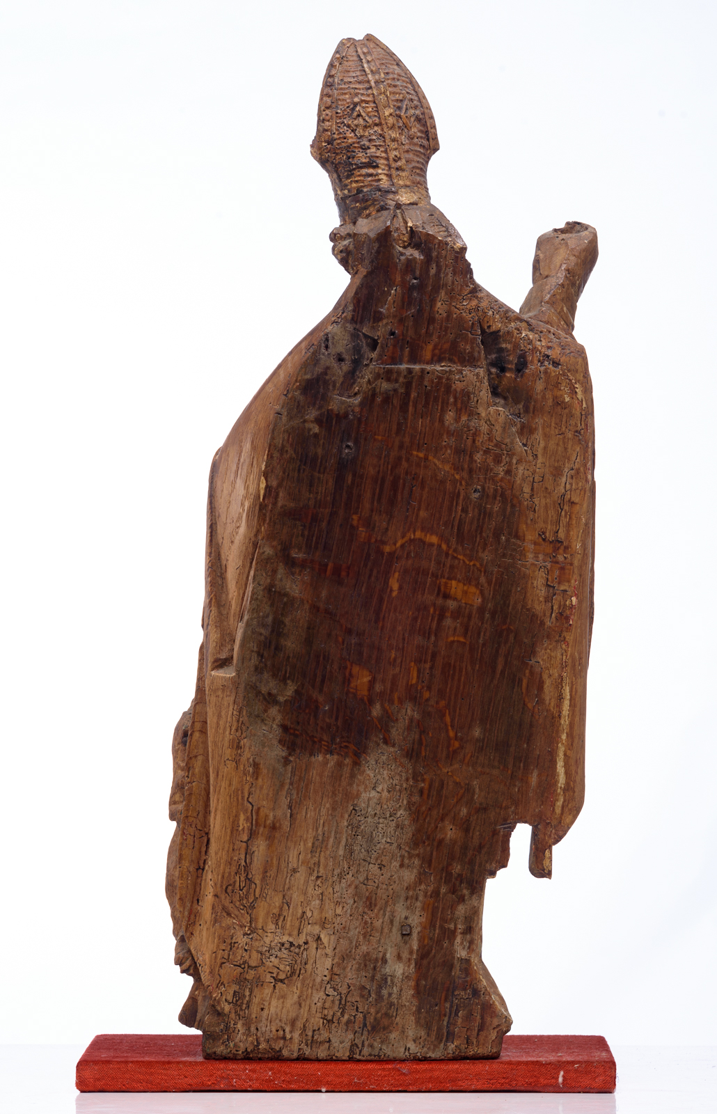 An oak sculpture of Saint Romanus of Rouen, with traces of polychrome paint, 16th/17thC, the Souther - Image 3 of 7