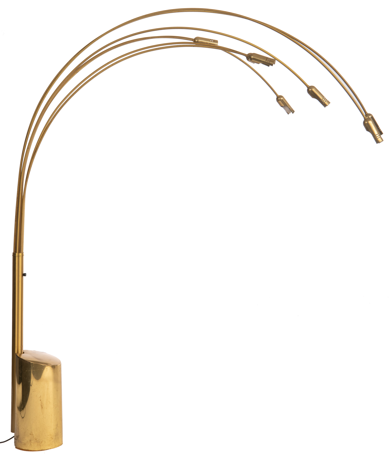 A large brass 1950s design floor lamp, with six adjustable reed-shaped branches, H 230 - W 200 cm - Image 4 of 5