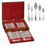 A 24-part silver 800/000 cutlery set by Delheid, in a luxury mahogany box, in total 120 pieces, 800/