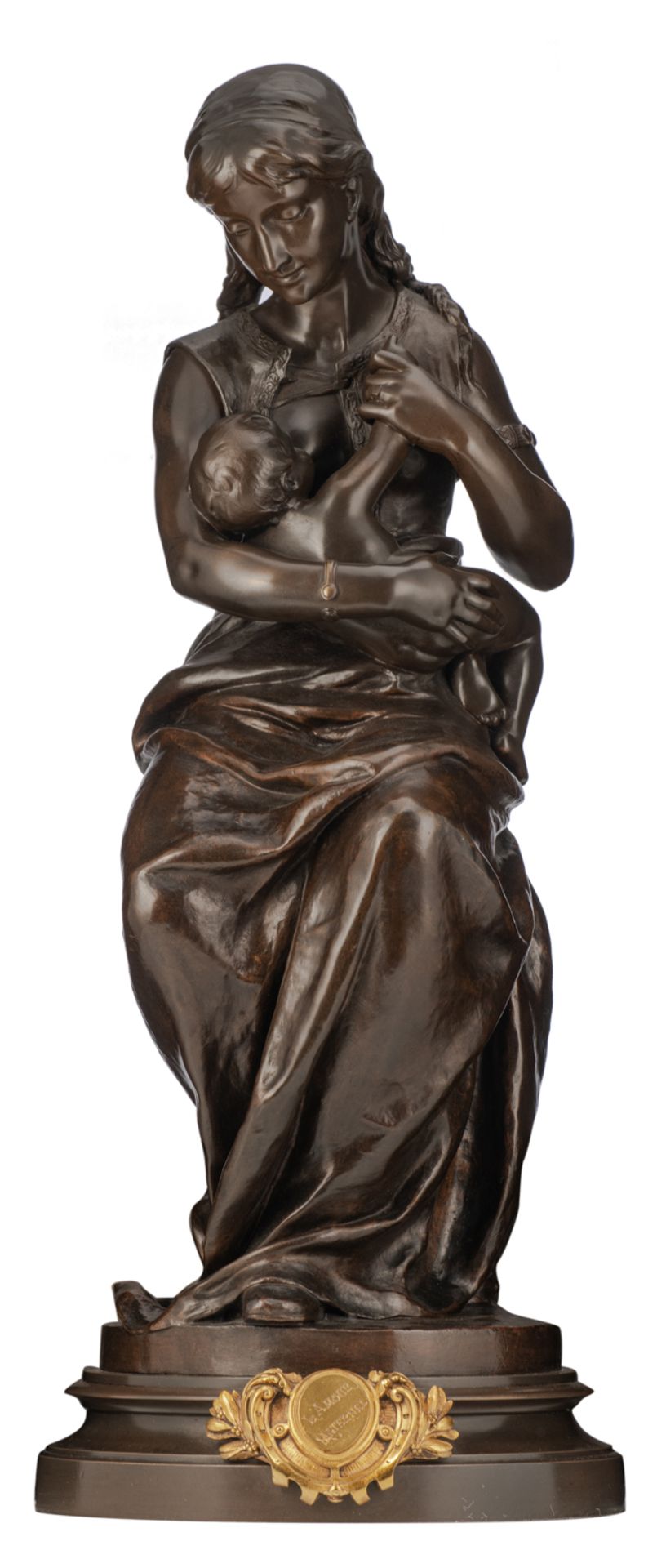 Dumaine E., 'L'amour Maternelle', patinated bronze, H 68 cm