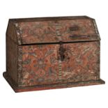 A Florentine poplar Renaissance style bridal chest, decorated with ornamental flower motifs, tempera