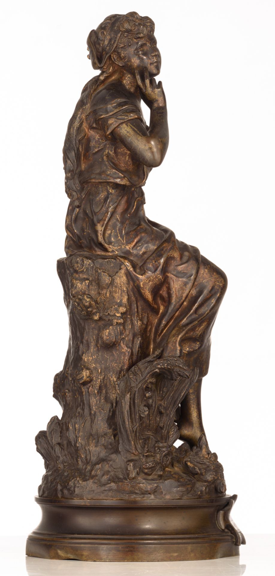 Moreau H., 'Chant de l'alouette', dated '1888 - 1913', patinated bronze, H 59 cm - Image 4 of 8