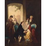 No visible signature, 'l’invitation au mariage', 19thC, oil on canvas, 37 x 45 cm