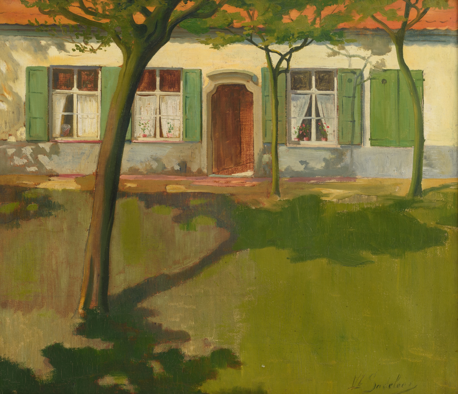 De Sadeleer J., a view on a farm with trees, oil on canvas, 35 x 40 cm Is possibly subject of the SA