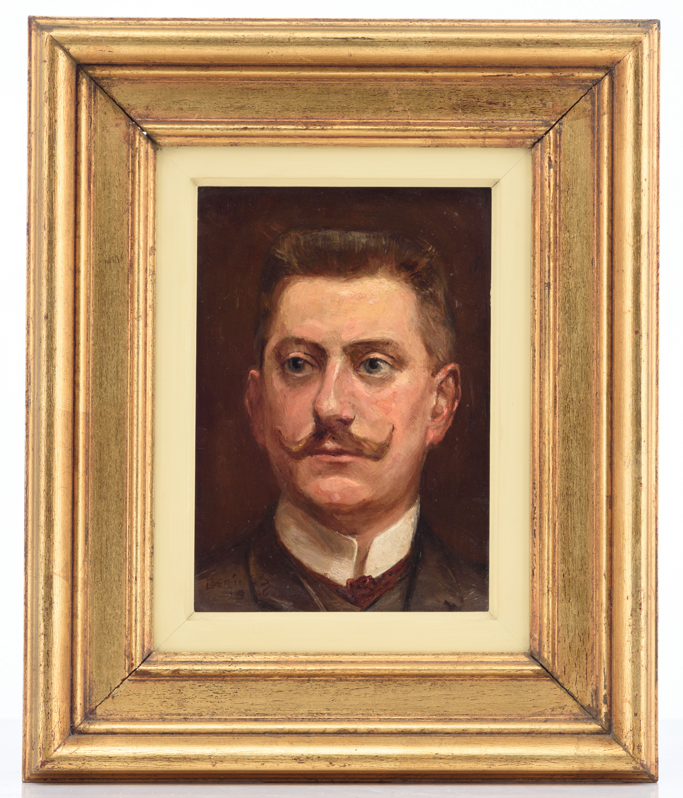 Berings L., the portrait of a man, dated 1916, oil on panel, 15 x 20,5 cm - Image 2 of 4
