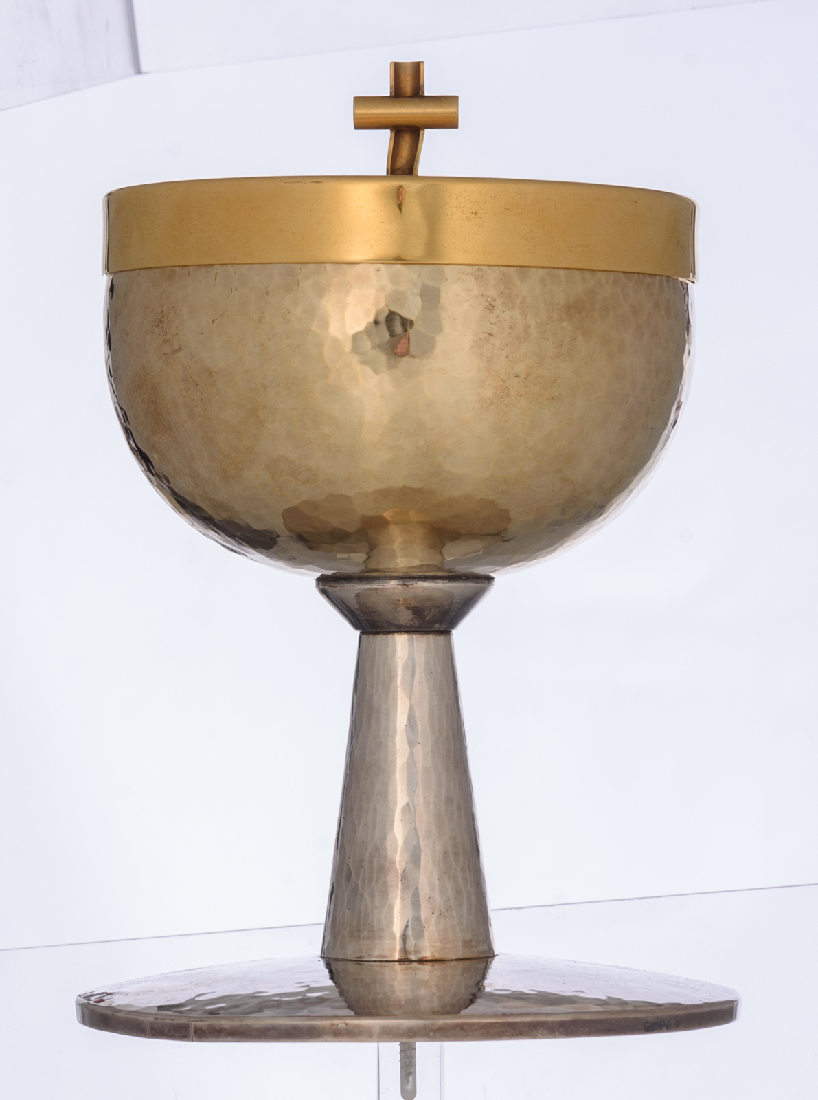 A 1950s silver and gilt silver chalice and cover, with the matching spoon, marked Durieu, Kain, tota - Image 4 of 9