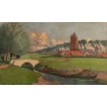 Monogrammed (Flori Van Acker?), a landscape near Lissewege, in Art Nouveau style, dated 1904, oil on