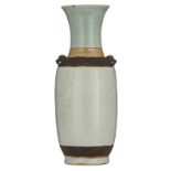 A Chinese celadon crackleware vase, 19thC, marked, H 61,5 cm