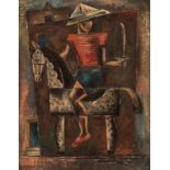 Kimpe R., a playing boy on his horse, oil on canvas, 34 x 44 cm Is possibly subject of the SABAM leg