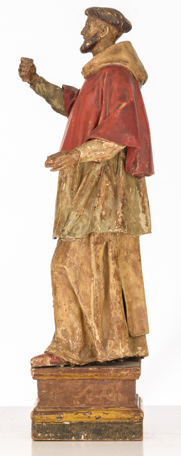 A standing figure of the founder of a monastic order with polychrome paint, limewood and paper-maché - Image 2 of 4