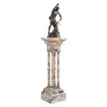 Gaudez A., 'Le travail', 'Hors Commerce', patinated bronze, on a matching Neoclassical black-veined