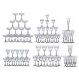 A various collection of crystal cut glass and incised champagne and wine glasses, 79 pieces in total
