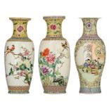 Three Chinese Republic period vases, one vase with the roundels decorated with beauties and two vase