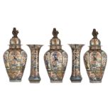 A Japanese Imari and gilt decorated five-piece garniture, 19thC, H 63,5 - 93 cm