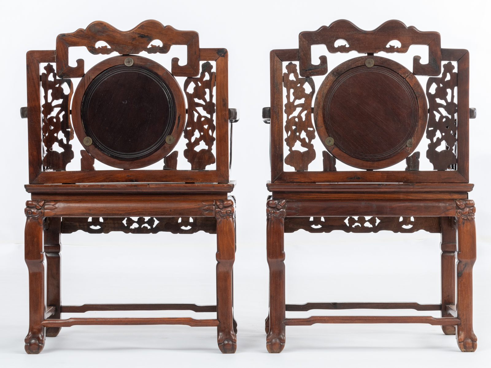 A Chinese rosewood furniture set, with inlaid marble plaques and mother-of pearldecoration, consisti - Image 4 of 16