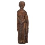 An oak sculpture of a Saint, 15thC, the the Low Countries, H 95,5 cm