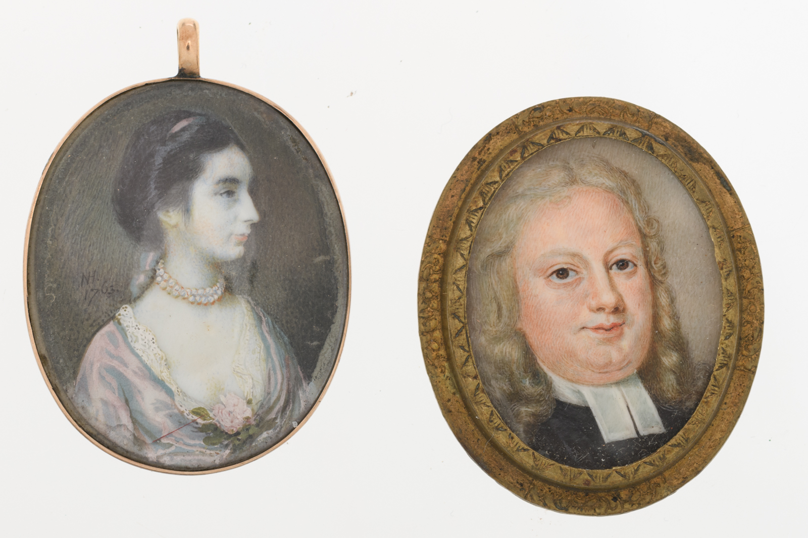 Five various portrait miniatures, watercolour on ivory; two of them English, 19thC: one portraying a - Image 3 of 7