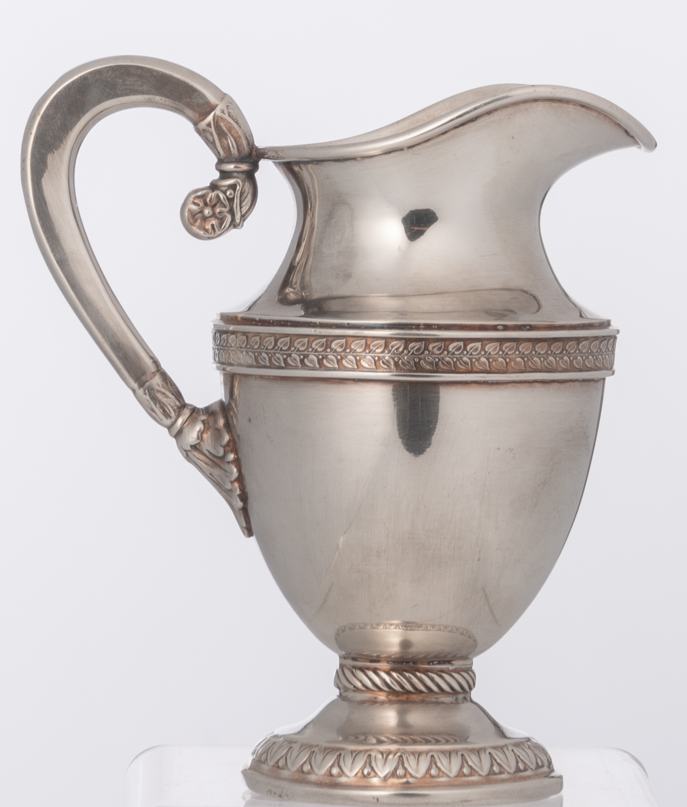 A German four-piece Neoclassical silver 925/000 coffee and tea set with ivory handles, on a matching - Image 10 of 34