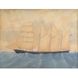 Godfrey O., a portrait of the sailing ship 'Newcastle', watercolour, gouache and brown ink on paper,