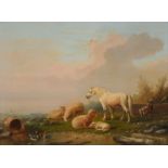 Gerards L., a horse, sheep and ducks near a pond, oil on panel, 22,5 x 30 cm