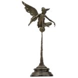 Cesare, a fairy, patinated bronze on a Gris des Ardennes marble base, H 58,5 cm