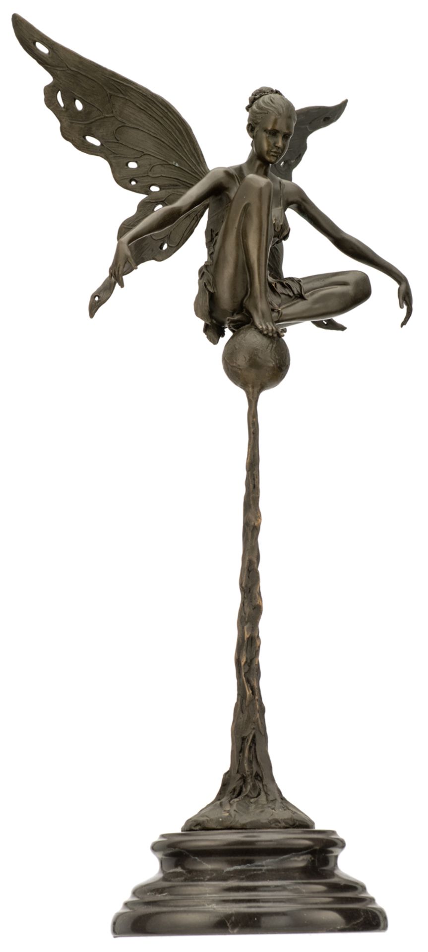 Cesare, a fairy, patinated bronze on a Gris des Ardennes marble base, H 58,5 cm