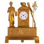 A Neoclassical gilt bronze pendulum clock as an allegory on love, with the inscription 'De près et d
