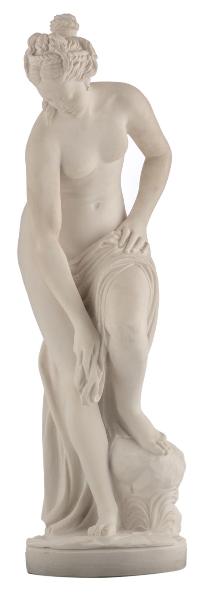 No visible signature, a bathing Venus, a composite sculpture, H 86,5 cm