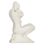 Rousseau V., mother and child, Carrara marble, H 52,5 cm